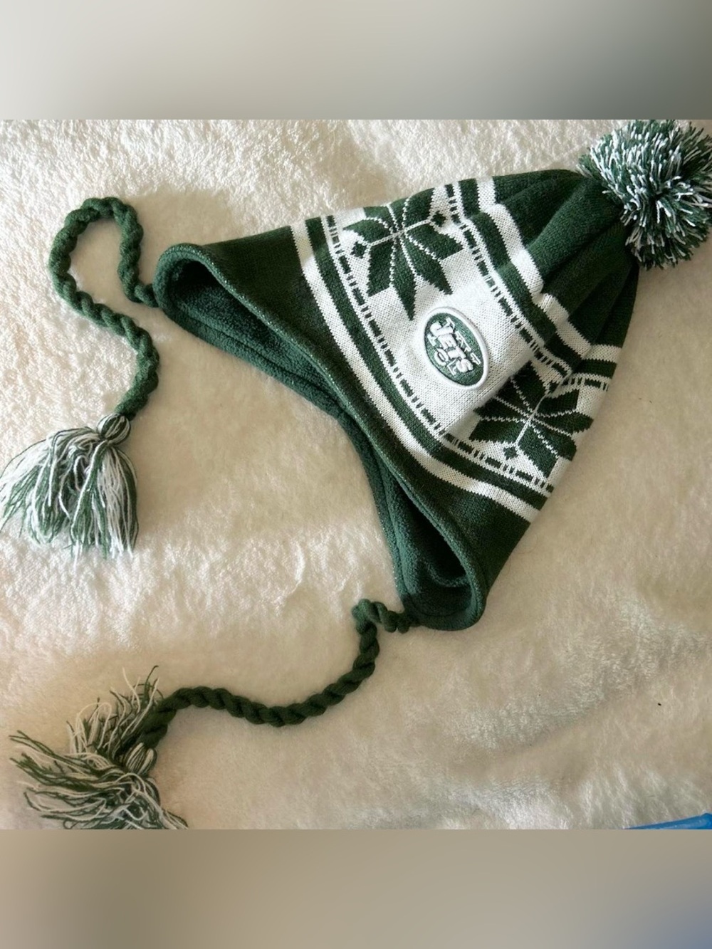 New York Jets NFL New Era Earflap Beanie Winter Hat Snowflake Adult